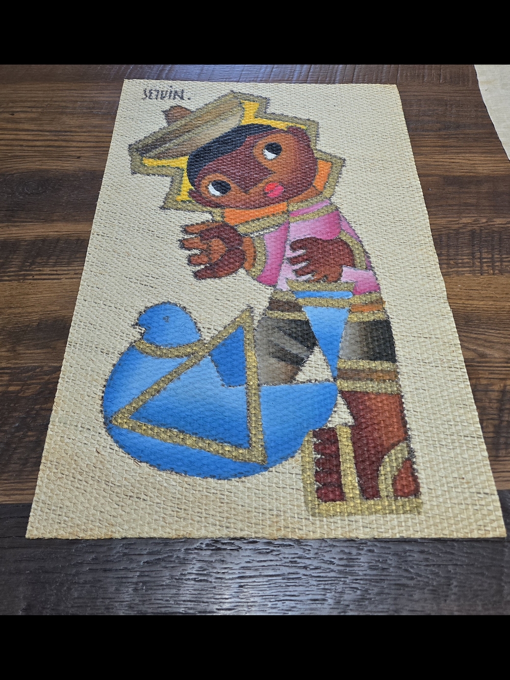 Original oil on burlap painting - Mexican artist Jose Maria De Servin Never Used